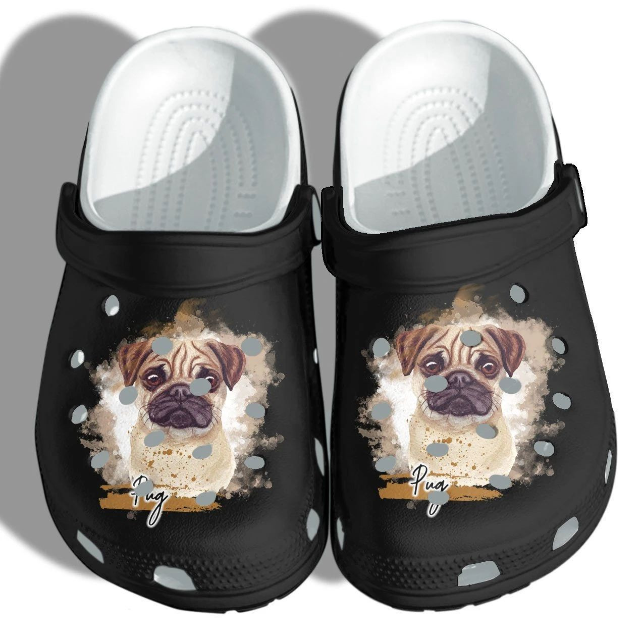 Pug Dog Dad Cute Funny Shoes Crocs Clog  Pug Dog Mom Croc Shoes Gifts Mothers Day 2021 For Mens And Womens